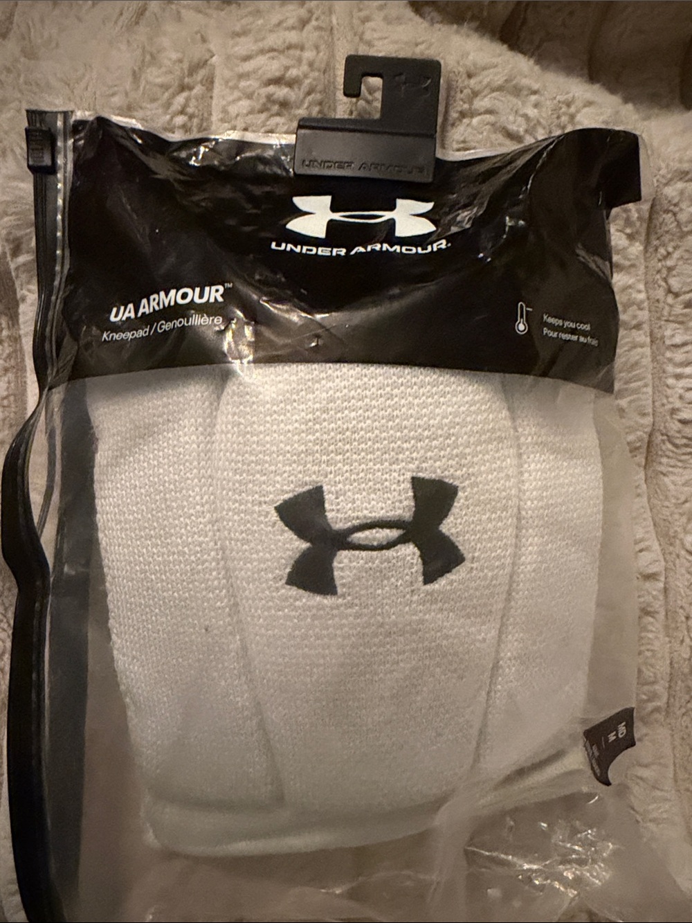 Under Armour White Knee Pad with Black Logo Cushion